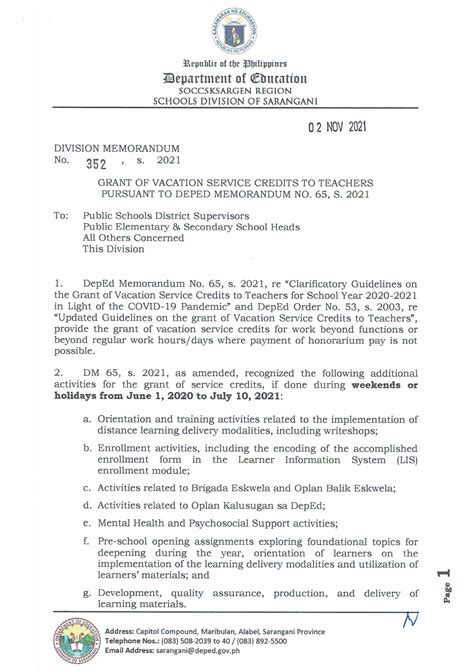FYI: Division Memorandum .